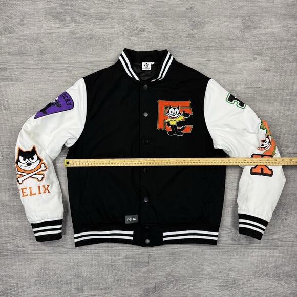 FELIX THE CAT x Universal Studios Bomber Jacket Adult Sz Small Black White EUC - Picture 3 of 14